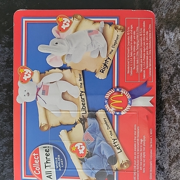 TY 2000 McDonald's Teenie Beanie American Trio Righty the Elephant - Picture 4 of 4